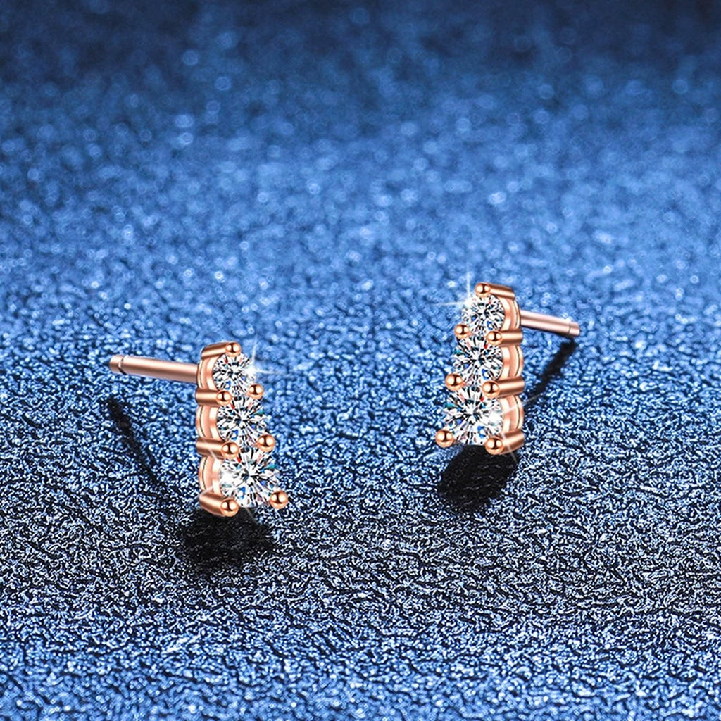 Champagne Gold Moissanite Hoop Earrings in S925 Sterling Silver blue scene close-up view