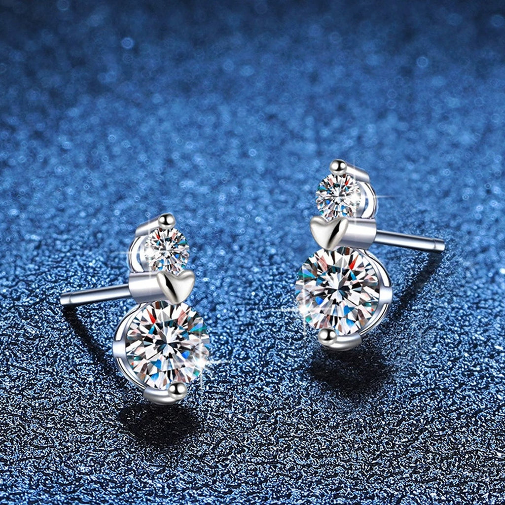 Pear Moissanite Stud Earrings with CZ in White Gold-Plated S925 Silver blue scene product view