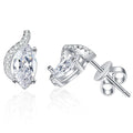 Marquise Moissanite Stud Earrings with CZ in White Gold-Plated S925 on clean white background showing marquise-shaped stud earrings with a slim polished profile