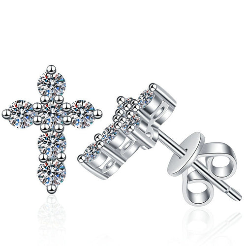 Floral Moissanite Stud Earrings in Gold-Plated S925 Sterling Silver on clean white background showing floral stud earrings with petite moissanite accents