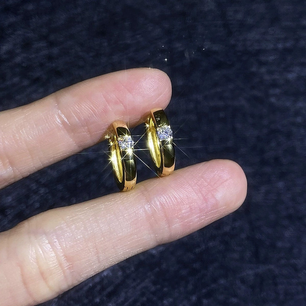 Moissanite Hoop Earrings in Gold-Plated S925 Sterling Silver close-up product detail view