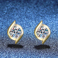 Pear Moissanite Stud Earrings in Gold-Plated S925 Sterling Silver blue scene product view