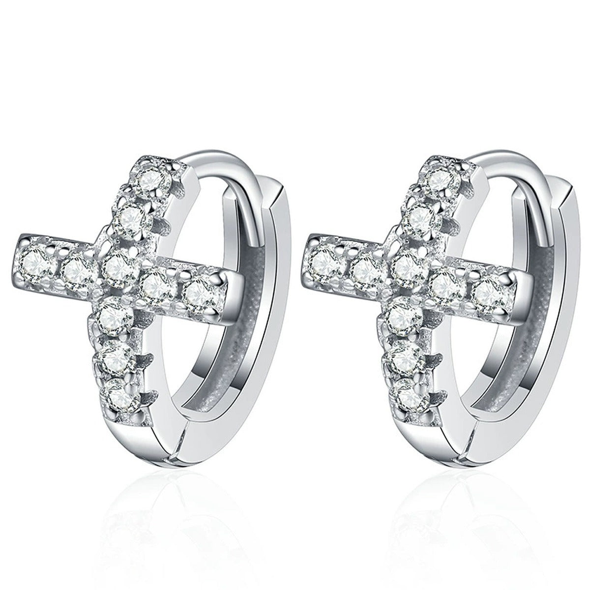 Heart Moissanite Hoop Earrings in White Gold-Plated S925 Sterling Silver on clean white background showing heart-inspired hoop earrings with a polished front curve