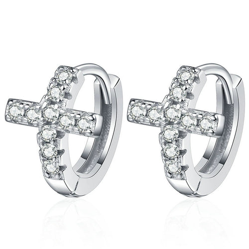 Heart Moissanite Hoop Earrings in White Gold-Plated S925 Sterling Silver on clean white background showing heart-inspired hoop earrings with a polished front curve