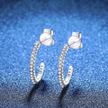 Pave Moissanite Hoop Earrings in Gold-Plated S925 Sterling Silver blue scene product view