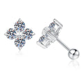 Star Moissanite Stud Earrings in White Gold-Plated S925 Sterling Silver on clean white background showing a star-shaped stud with small round moissanite stones