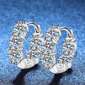 Cluster Moissanite Huggie Hoop Earrings in Gold-Plated S925 Sterling Silver blue scene angled view