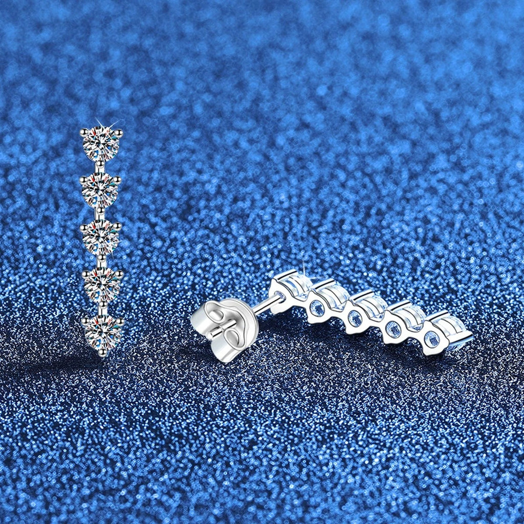 Five-Stone Moissanite Drop Earrings in White Gold-Plated S925 Sterling Silver blue scene product view