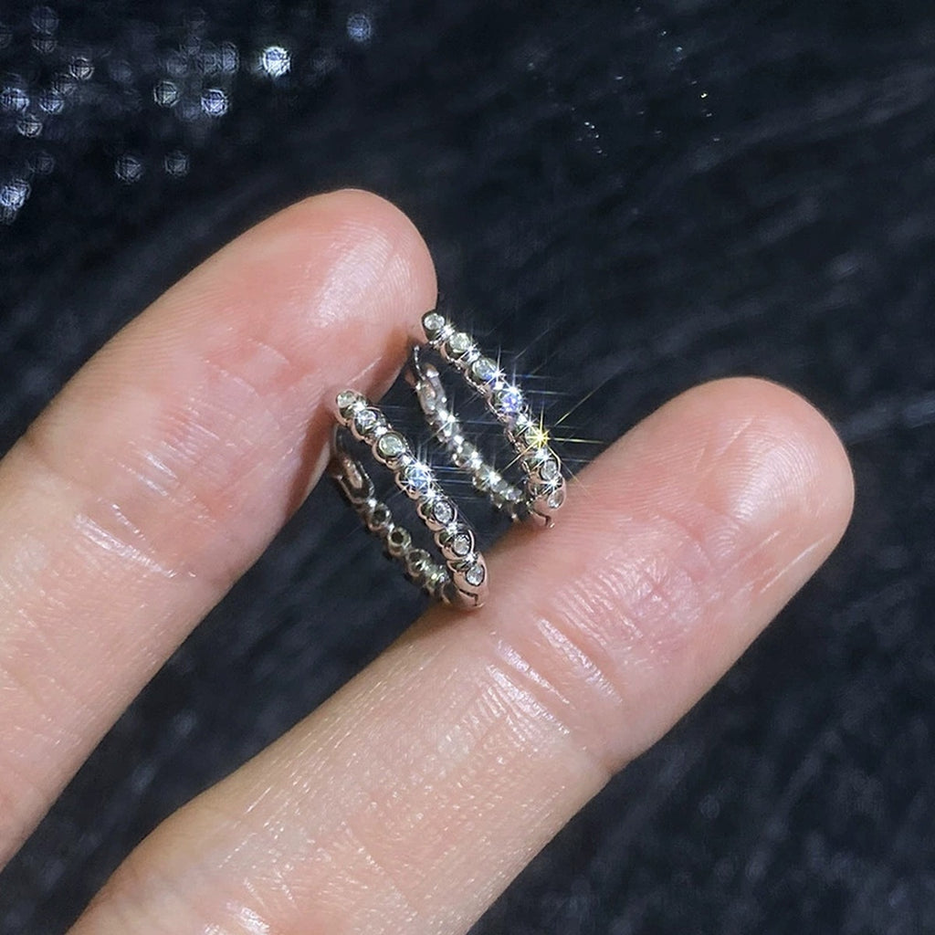 Beaded Moissanite Hoop Earrings in White Gold-Plated S925 Sterling Silver close-up product detail view