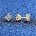 Cushion Moissanite Stud Earrings in Gold-Plated S925 Sterling Silver blue scene angled view