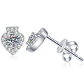 Teardrop Halo Moissanite Stud Earrings in White Gold-Plated S925 Sterling Silver with CZ on clean white background showing a teardrop halo stud silhouette