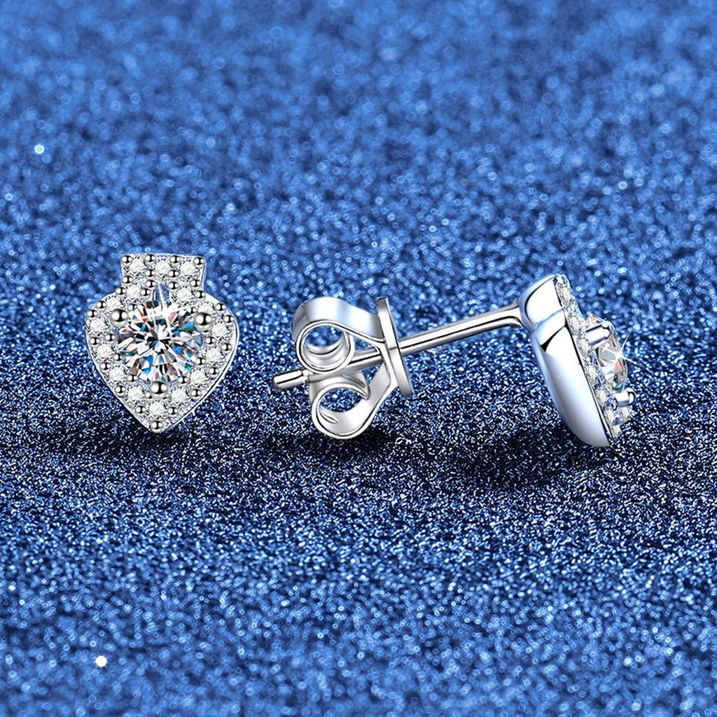 Teardrop Halo Moissanite Stud Earrings in White Gold-Plated S925 Sterling Silver with CZ blue scene product view
