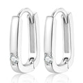 Slim Rectangle Moissanite Hoop Earrings in White Gold-Plated S925 Sterling Silver on clean white background showing a slim rectangular hoop silhouette with a small stone accent