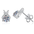 Pear-Shaped Bow Moissanite Stud Earrings in White Gold-Plated S925 Sterling Silver with CZ on clean white background showing a pear-shaped bow stud silhouette