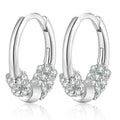 Pave Cluster Moissanite Hoop Earrings in White Gold-Plated S925 Sterling Silver on clean white background showing a small hoop with a clustered pave front