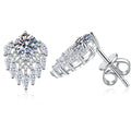 Pear Halo Moissanite Stud Earrings in White Gold-Plated S925 Sterling Silver with CZ on clean white background showing a pear halo stud silhouette