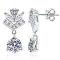 Chevron Moissanite Drop Earrings in White Gold-Plated S925 Sterling Silver with CZ on clean white background showing a chevron drop silhouette with marquise accents