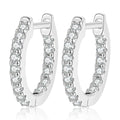 Slim Pave Moissanite Hoop Earrings in White Gold-Plated S925 Sterling Silver on clean white background showing a slim pave hoop silhouette