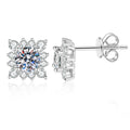 Square Halo Moissanite Stud Earrings in White Gold-Plated S925 Sterling Silver with CZ on clean white background showing a square halo stud silhouette