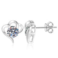 Open Heart Moissanite Stud Earrings in White Gold-Plated S925 Sterling Silver on clean white background showing an open heart stud silhouette