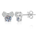 Bow Moissanite Stud Earrings in White Gold-Plated S925 Sterling Silver with CZ on clean white background showing a bow stud silhouette