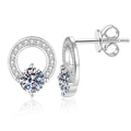 Open Circle Moissanite Stud Earrings in White Gold-Plated S925 Sterling Silver with CZ on clean white background showing an open circle stud silhouette