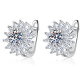 Floral Cluster Moissanite Stud Earrings with CZ in White Gold-Plated S925 on clean white background showing the pair and floral cluster stud earrings with marquise-style accents around moissanite