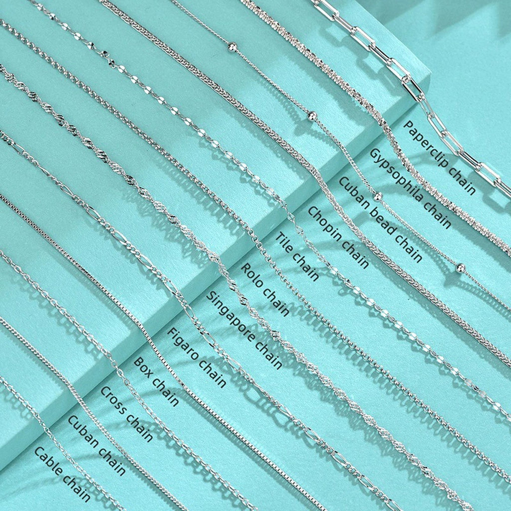 White Gold-Plated S925 sterling silver Chain Necklace close-up product scene showing pendant setting