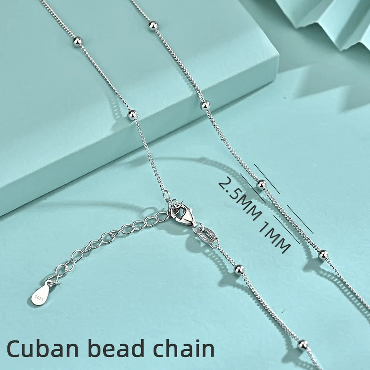 White Gold-Plated S925 sterling silver Chain Necklace additional product styling view