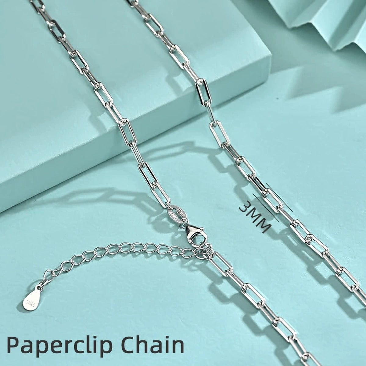 White Gold-Plated S925 sterling silver Chain Necklace additional product styling view
