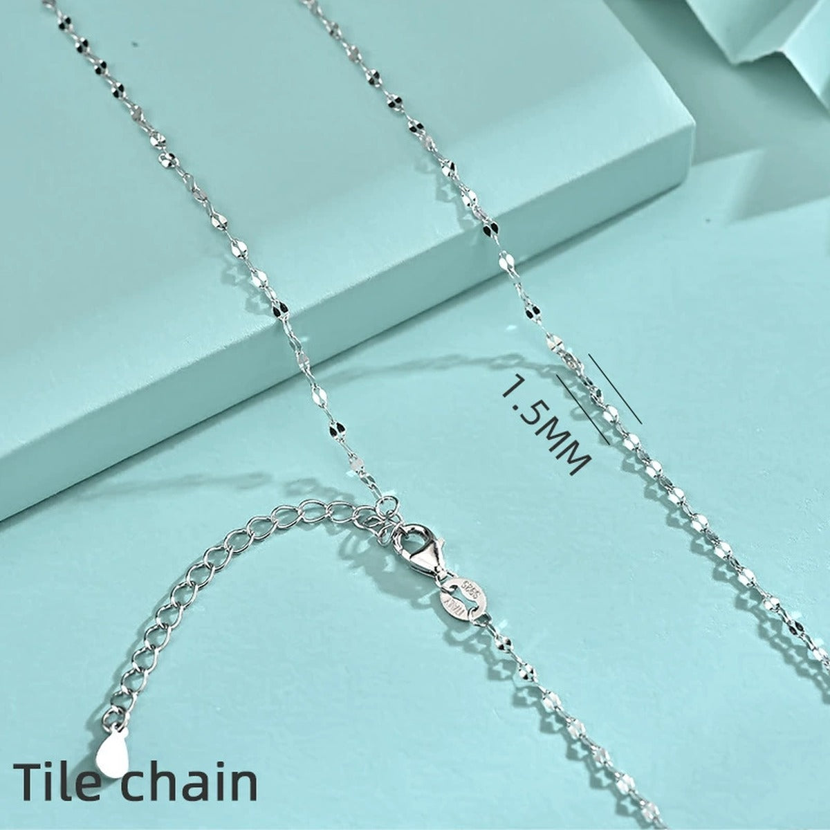 White Gold-Plated S925 sterling silver Chain Necklace additional product styling view