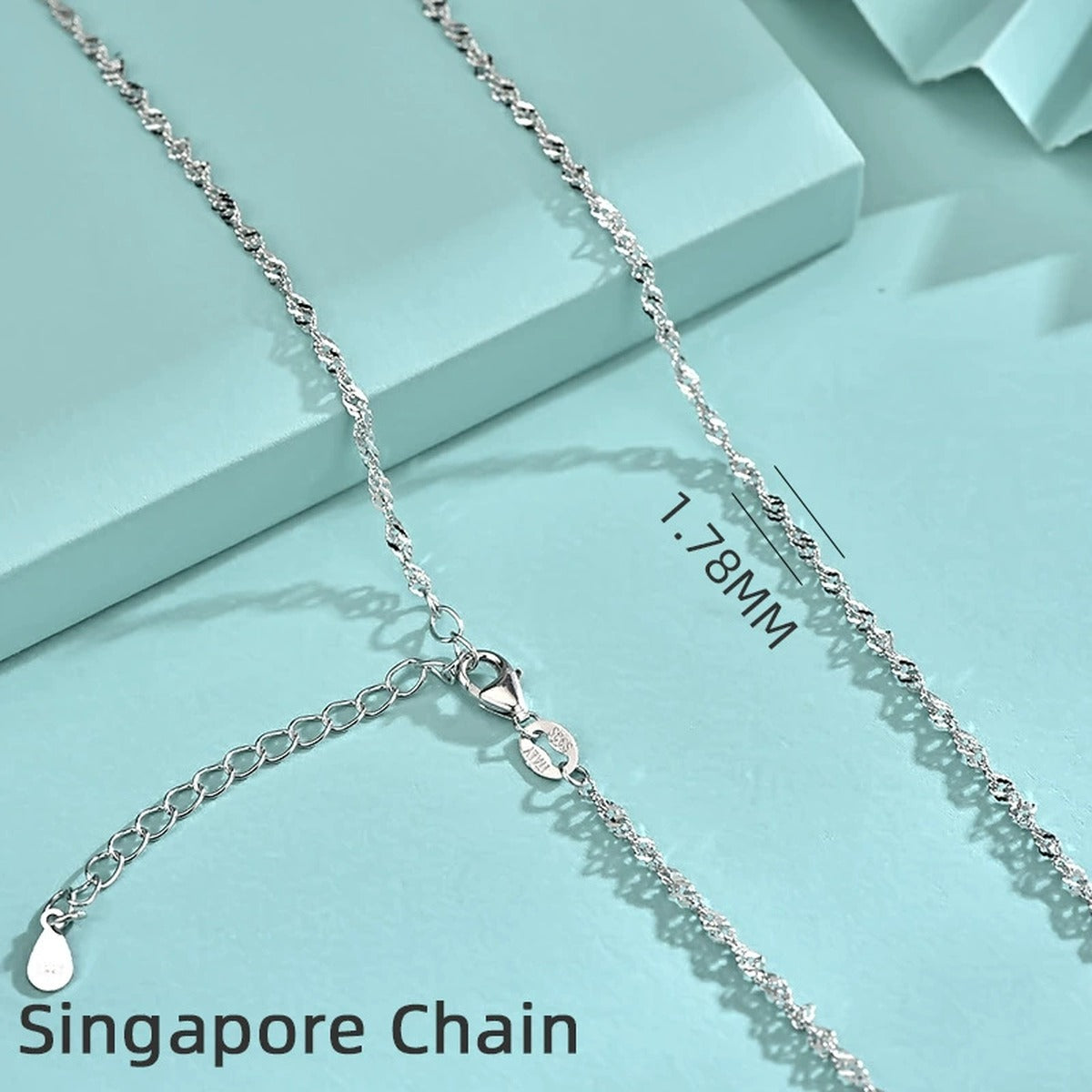 White Gold-Plated S925 sterling silver Chain Necklace additional product styling view