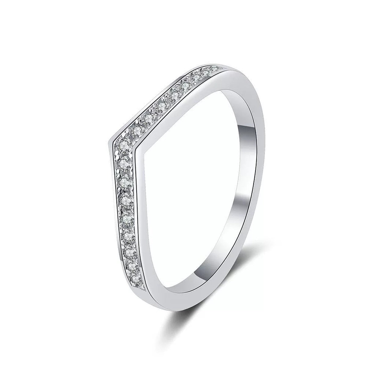 Chevron Moissanite Band Ring white background product image