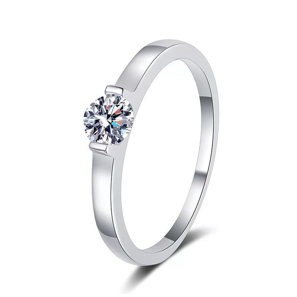 Round Solitaire Moissanite Engagement Ring white background product image