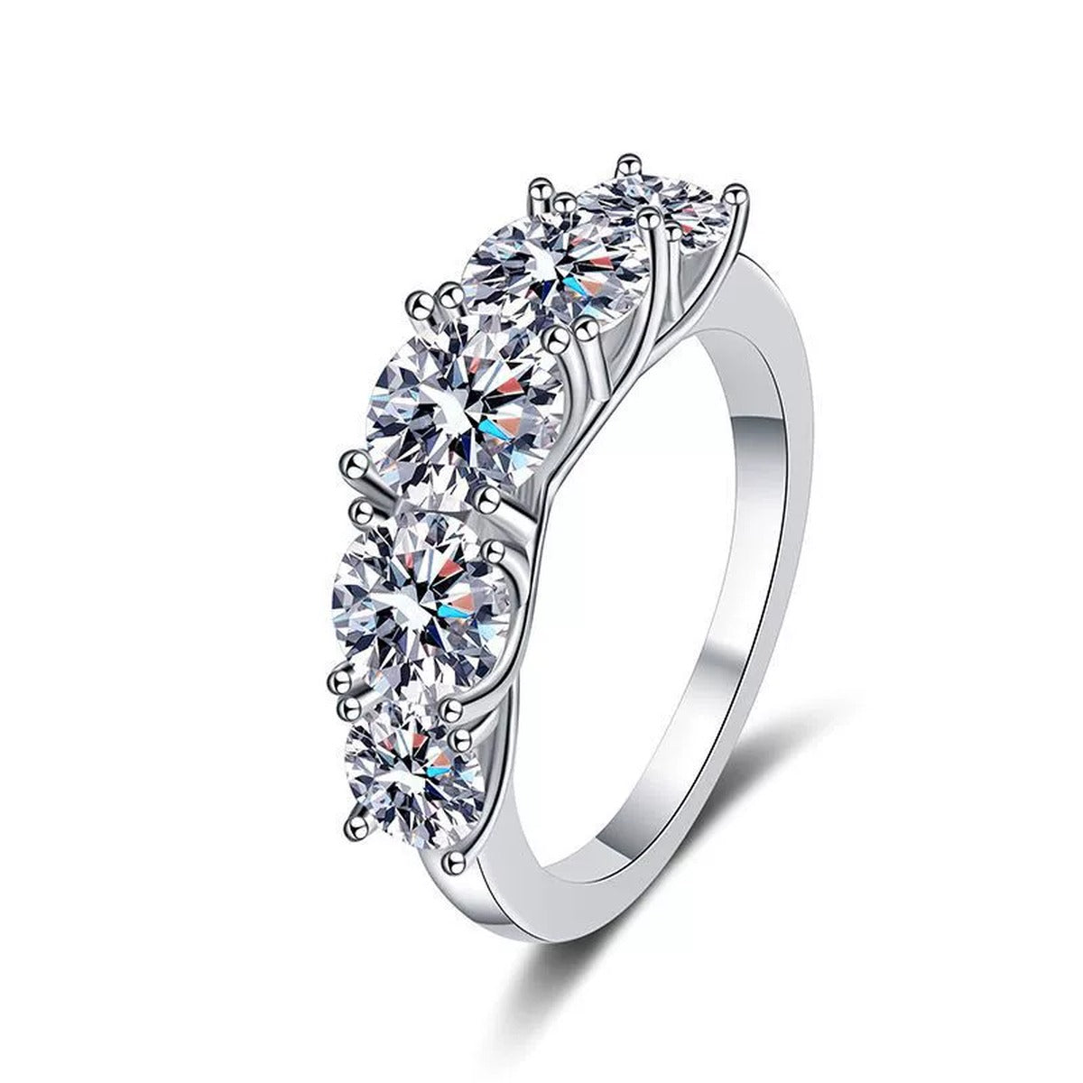 Graduated Five Stone Moissanite Ring white background product image