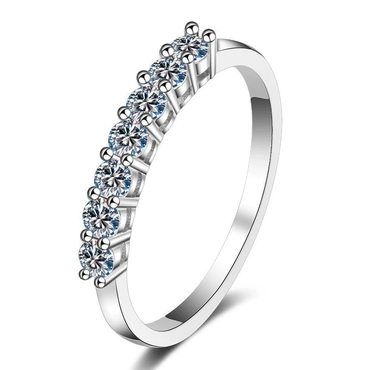 Graduated Moissanite Half Eternity Ring white background product image