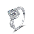 Cushion Halo Moissanite Engagement Ring with CZ white background product image