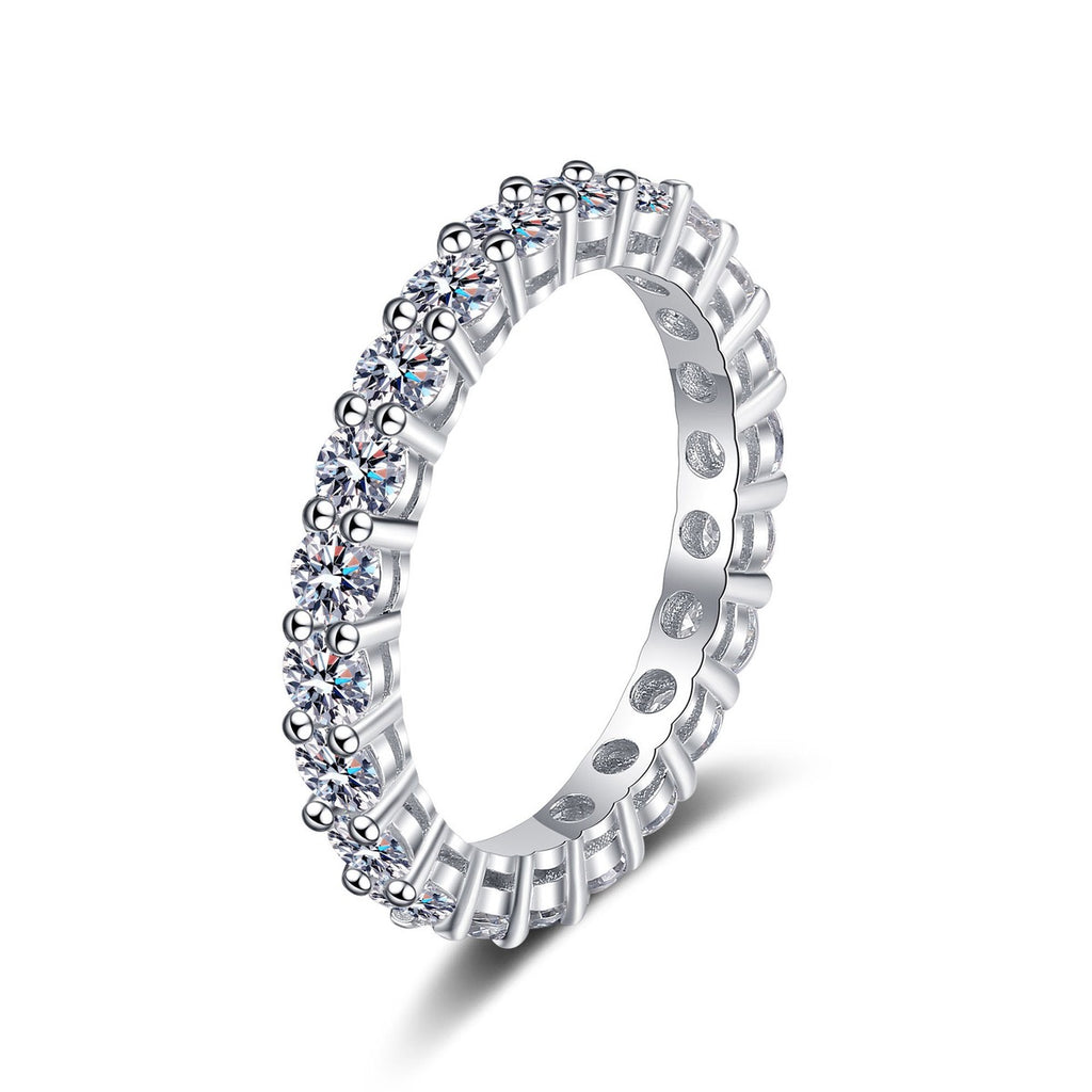 Full Eternity Round Moissanite Band Ring white background product image