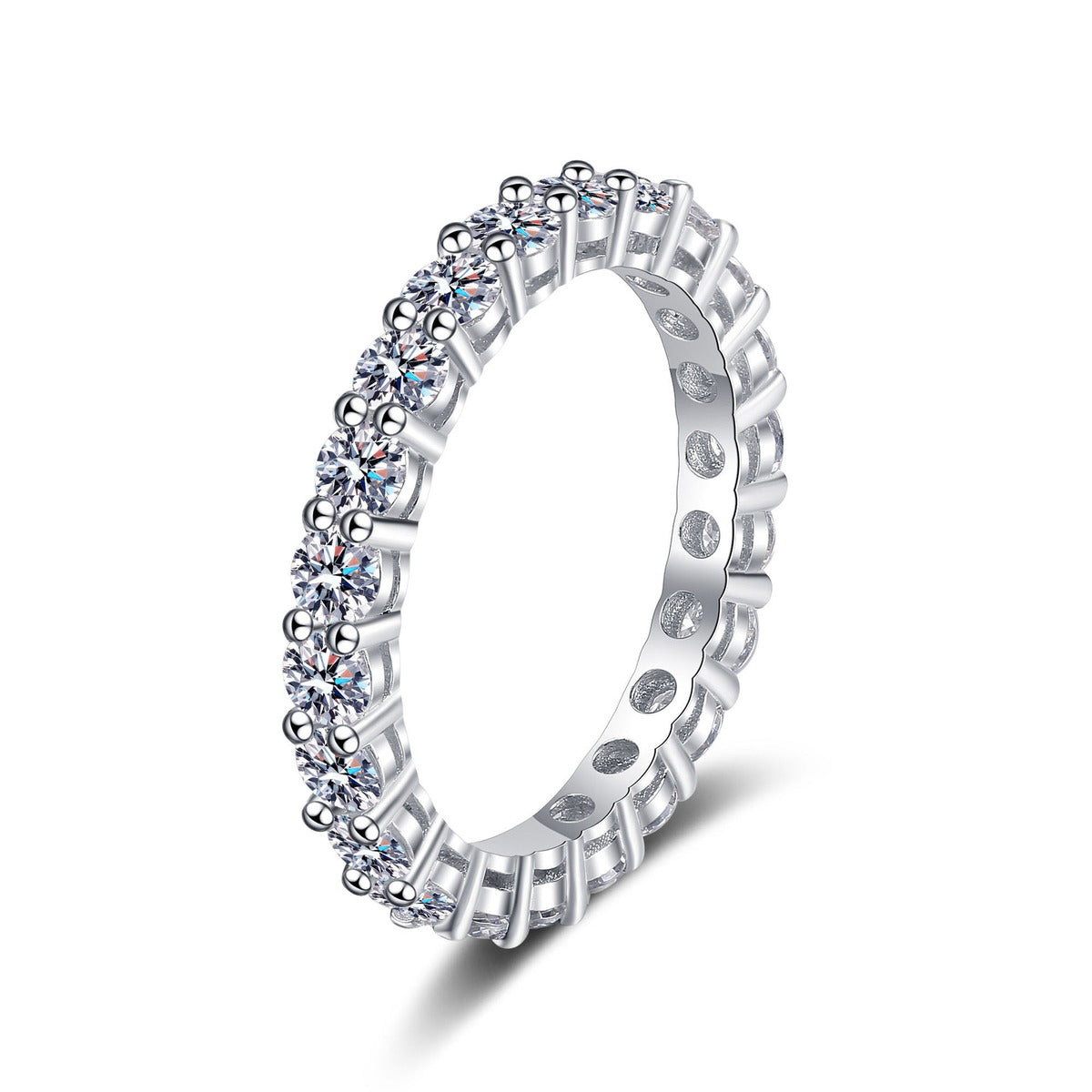 Full Eternity Round Moissanite Band Ring white background product image