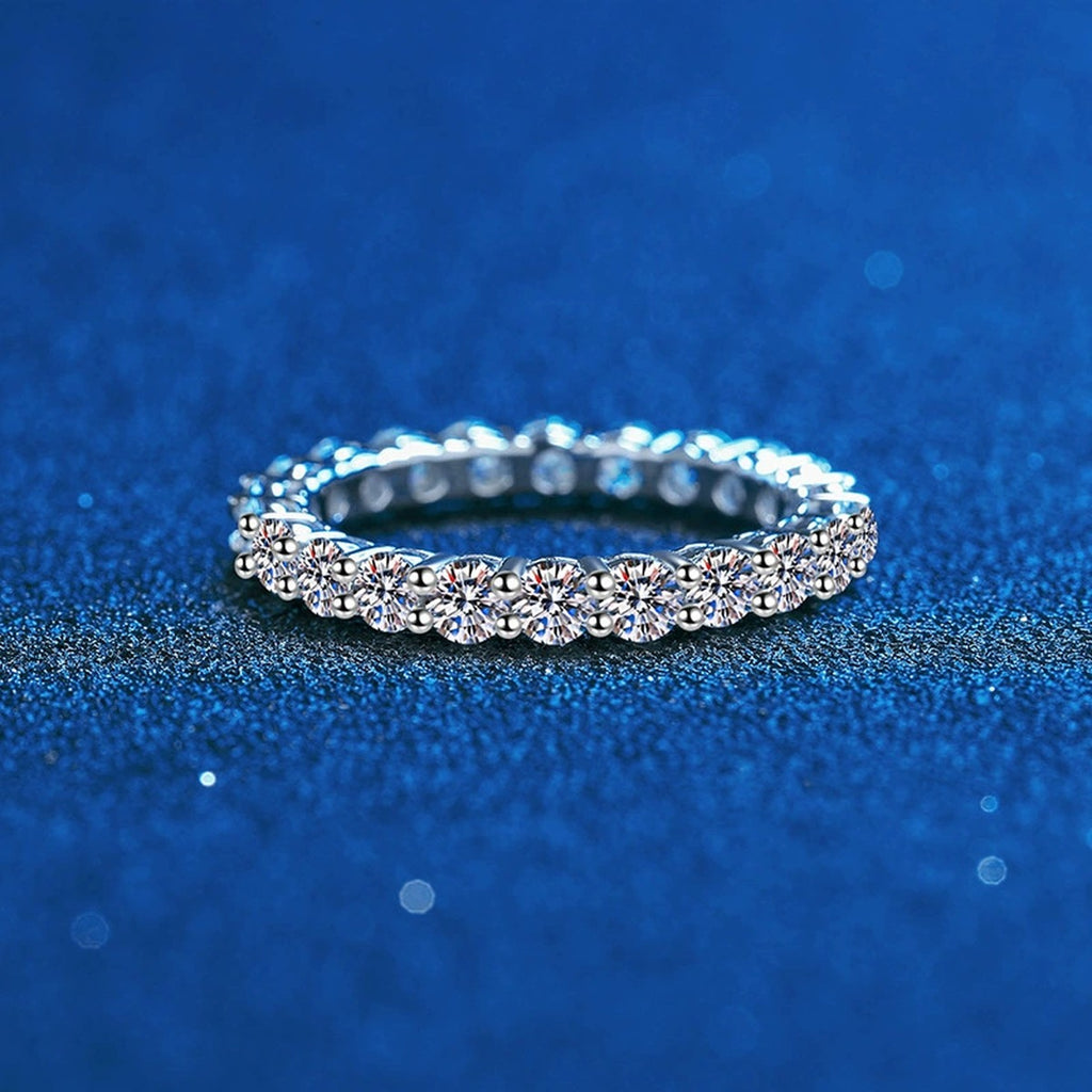 Full Eternity Round Moissanite Band Ring close-up product detail view
