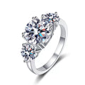 Three Stone Moissanite Engagement Ring white background product image