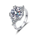 Round Halo Moissanite Engagement Ring with CZ white background product image