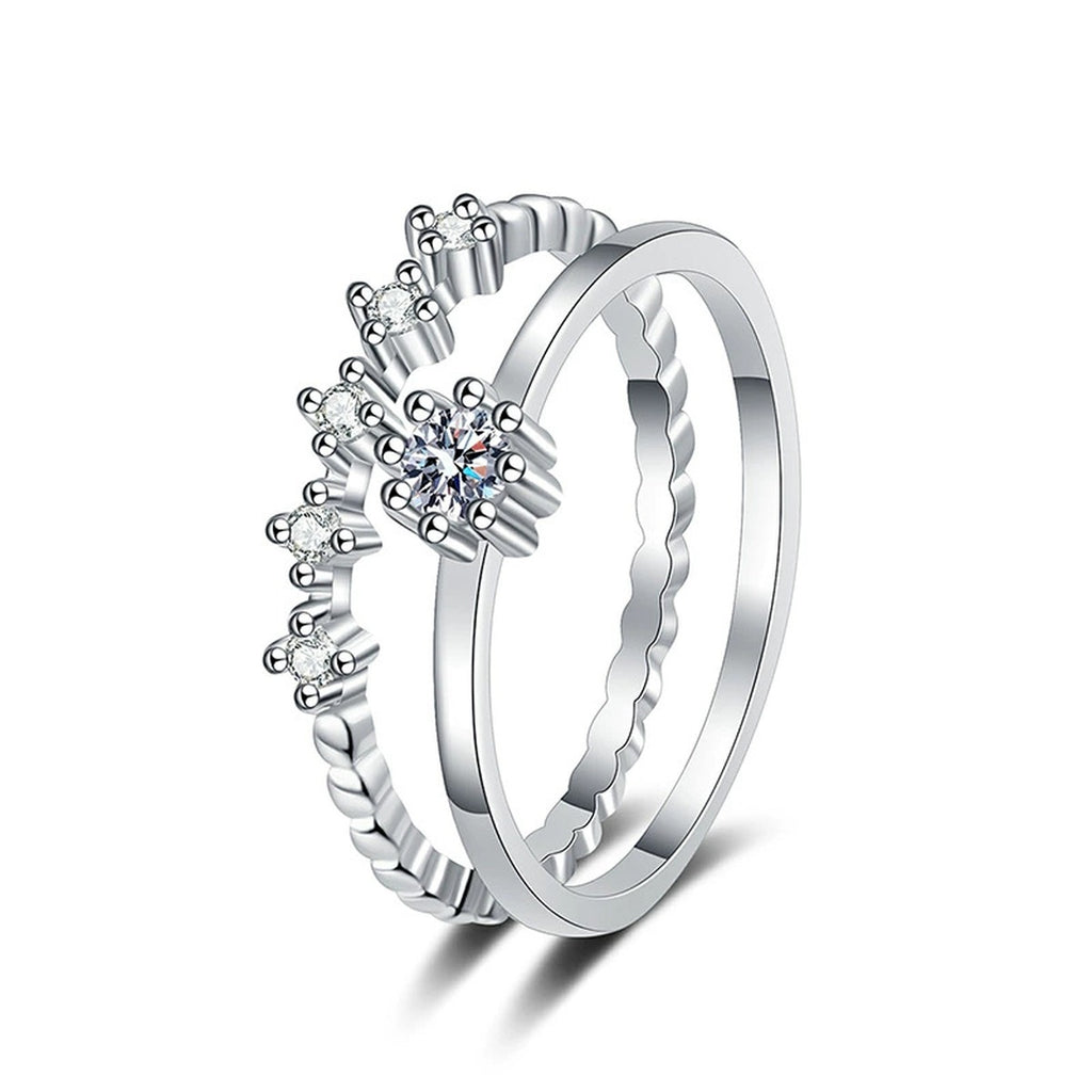Stackable Round Moissanite Ring Set with CZ white background product image