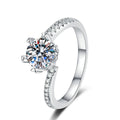 Round Solitaire Moissanite Ring with CZ white background product image