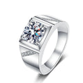 Men's Square Halo Moissanite Ring with CZ white background product image