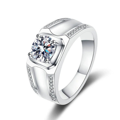Men's Cushion Moissanite Ring with CZ white background product image