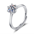 Round Moissanite Ring in White Gold-Plated S925 Sterling Silver white background product image