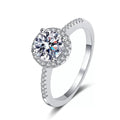 Round Halo Moissanite Engagement Ring with CZ white background product image