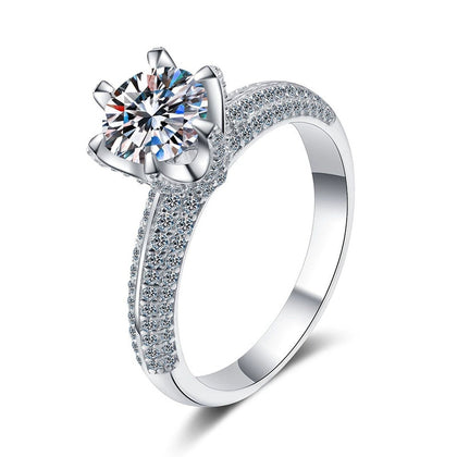 Split Shank Round Moissanite Ring with CZ white background product image