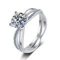 Interlocking Round Moissanite Ring with CZ white background product image